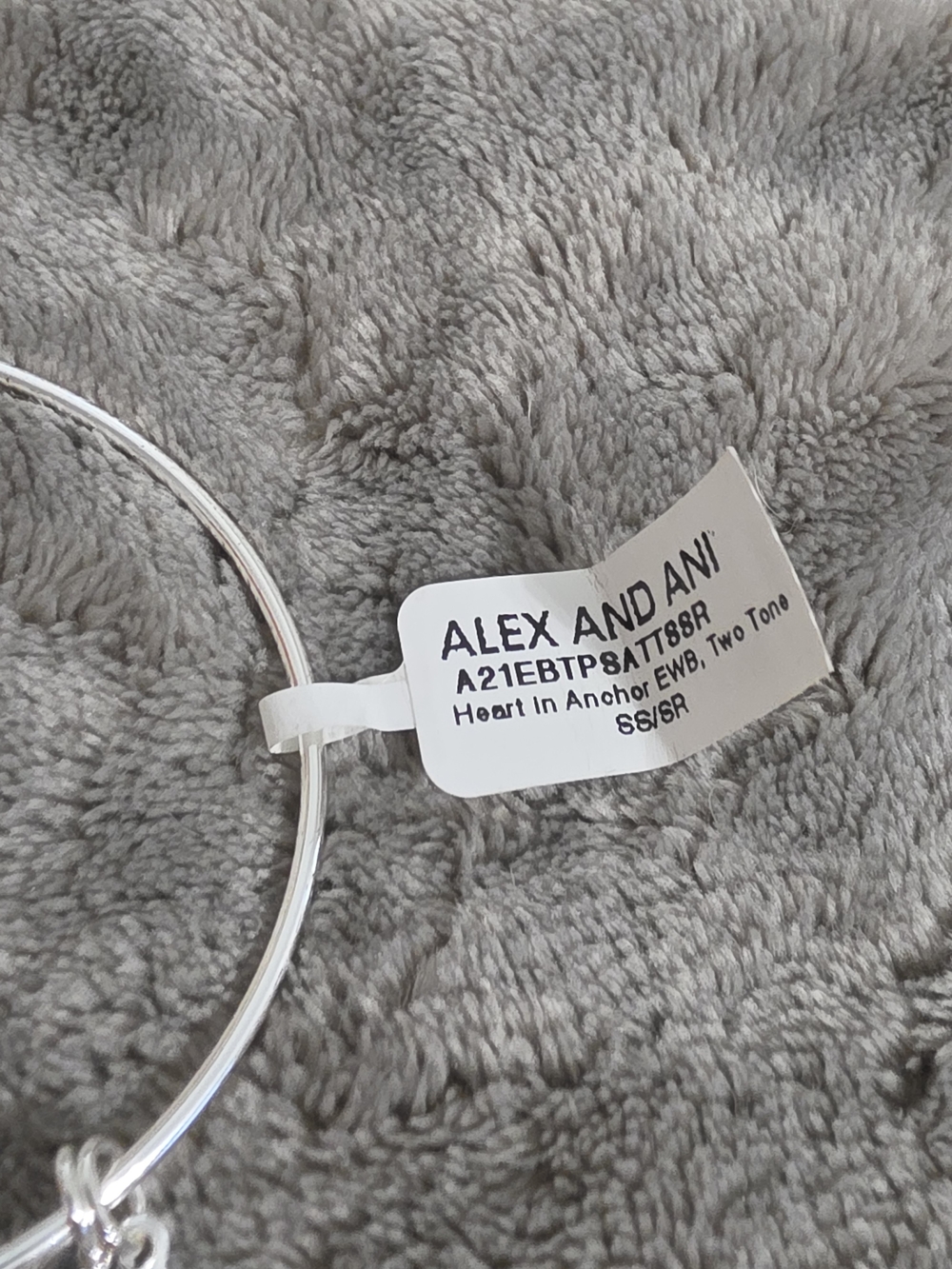 Alex and Ani Silver Expandable Anchor Charm Bracelet with Rose Gold Accent - Picture 3 of 3